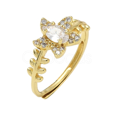 Brass Micro Pave Cubic Zirconia Finger Rings RJEW-C163-05G-1