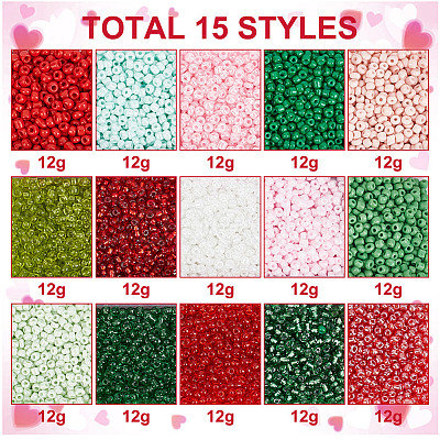 15 Colors Glass Seed Beads SEED-HY0001-15B-1
