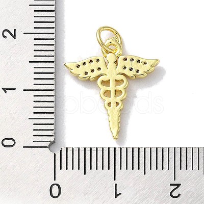 Rack Plating Brass Micro Pave Clear Cubic Zirconia Pendants KK-Z039-13G-1