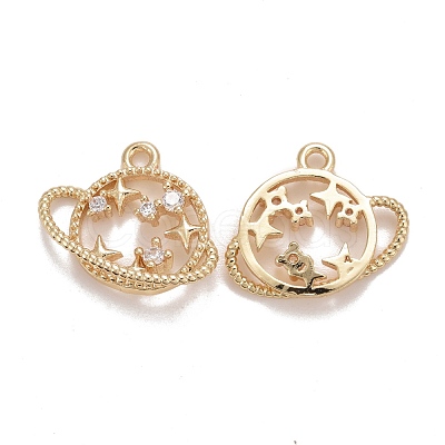 Rack Plating Brass Micro Pave Clear Cubic Zirconia Pendants KK-E267-08LG-1