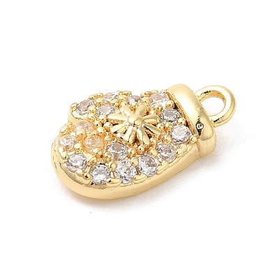 Christmas Theme Brass Micro Pave Cubic Zirconia Charms KK-P278-11G-1
