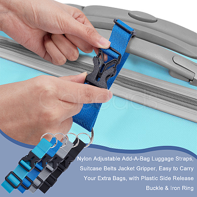 4Pcs 4 Style Nylon Adjustable Add-A-Bag Luggage Strap & Polyester Luggage Straps FIND-PH0007-06-1