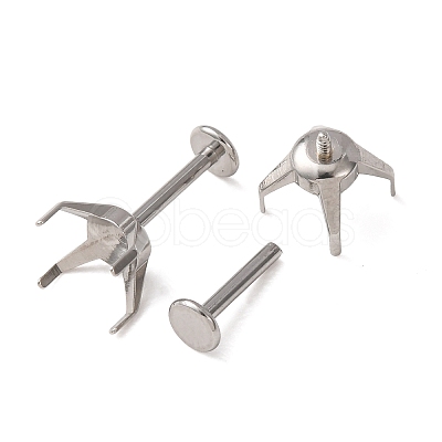304 Stainless Steel Prong Earring Settings SA-CBA8B85-11E-02-1