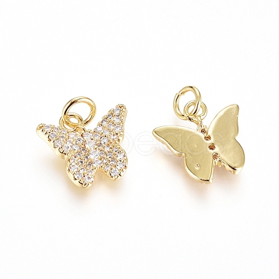 Brass Micro Pave Cubic Zirconia Pendants ZIRC-G166-30G-1