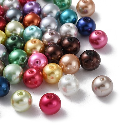 Baking Paint Pearlized Glass Pearl Round Bead Strands HY-Q004-10mm-M-1