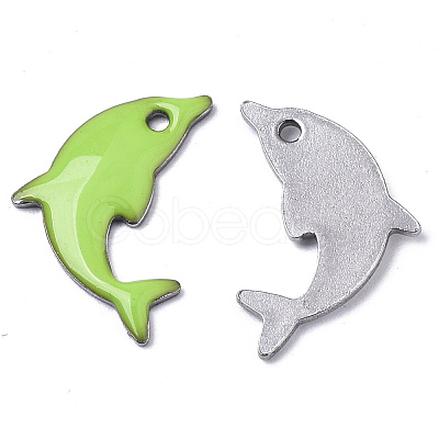 201 Stainless Steel Enamel Pendants STAS-N088-16F-1