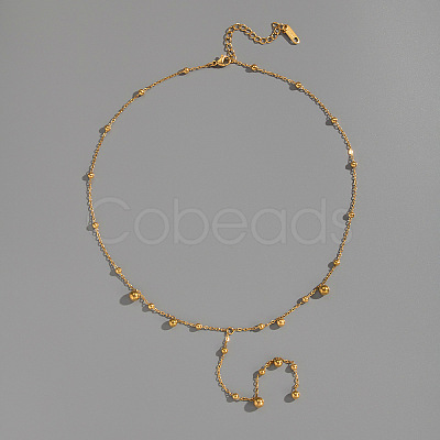 European Stainless Steel Round Bead Tassel Y Chain Necklaces for Women BF6806-1