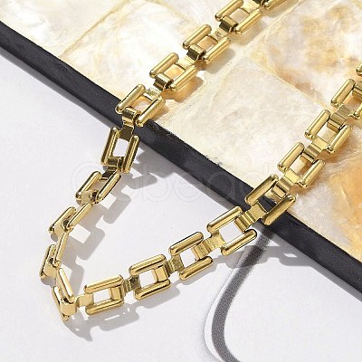 304 Stainless Steel Sqaure Link Chain Bracelets for Women BJEW-F488-21G-02-1