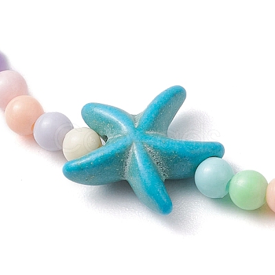 Beach Starfish Synthetic Turquoise Link Bracelets BJEW-JB10238-04-1