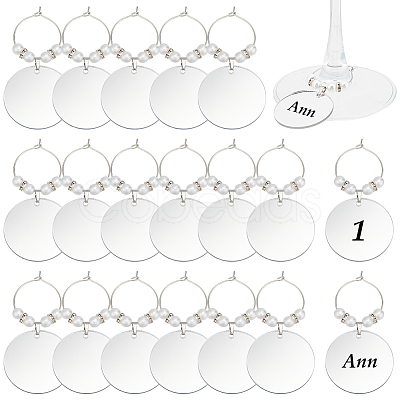 24Pcs Mirror Surface Acrylic Wine Glass Charms AJEW-BC00009-1