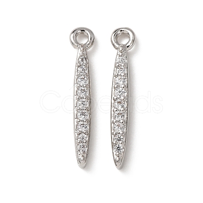Brass Micro Pave Clear Cubic Zirconia Pendants KK-C253-08P-1