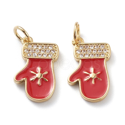 Christmas Style Brass Micro Pave Clear Grade AAA Cubic Zirconia Pendants ZIRC-Z008-01G-1