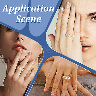 4Pcs 304 Stainless Steel Flower Open Cuff Ring Findings STAS-ME0003-07-1