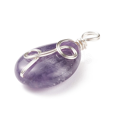 Natural Amethyst Pendants PALLOY-JF01750-03-1