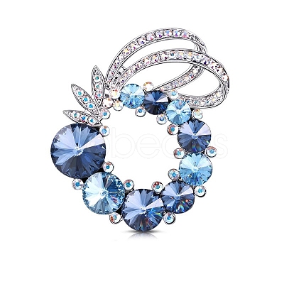 Flower Alloy Rhinestone Brooches for Backpack Clothes PW-WG5389A-01-1