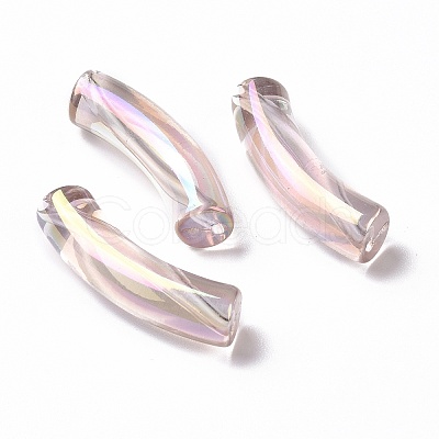 UV Plating Transparent Rainbow Iridescent Acrylic Beads OACR-A016-01L-1