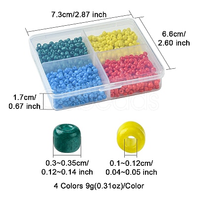 800pcs 4 Colors Baking Paint 15/0 Glass Round Seed Beads SEED-FS0001-21B-1