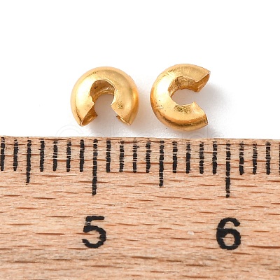 Brass Crimp Bead Cover KK-C157-60G-1