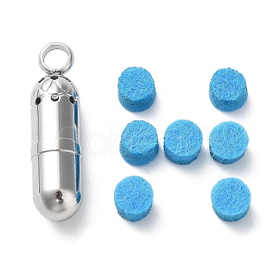 Non-Tarnish 201 Stainless Steel Pill Shape Urn Ashes Big Pendants BOTT-PW0001-009P-1