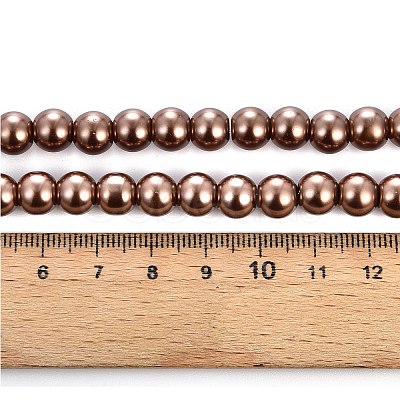 Baking Paint Pearlized Glass Pearl Round Bead Strands HY-Q330-8mm-30-1