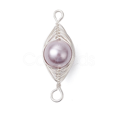Copper Wire Wrapped Shell Pearl Connector Charms PALLOY-JF03114-1