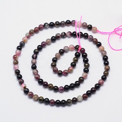 Natural Multicolor Tourmaline Round Bead Strands X-G-I162-01-4mm-1