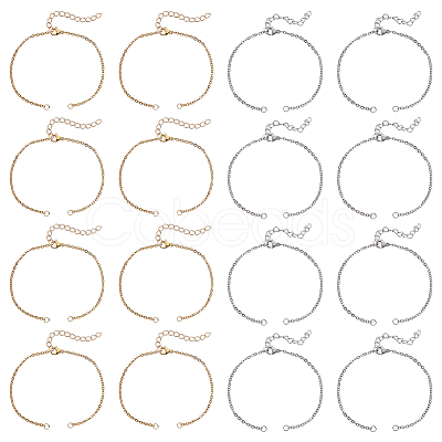 32Pcs 2 Colors 304 Stainless Steel Cable Chain Bracelet Making MAK-ME0001-11-1