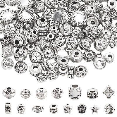 150Pcs 15 Styles Tibetan Style Alloy Beads FIND-SC0009-56-1