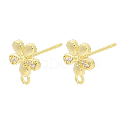 Brass Micro Pave Clear Cubic Zirconia Stud Earring Findings KK-Z099-01G-02-1
