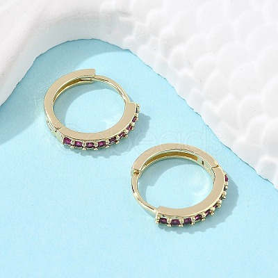 Brass Micro Pave Cubic Zirconia Huggie Hoop Earrings EJEW-L231-41G-1