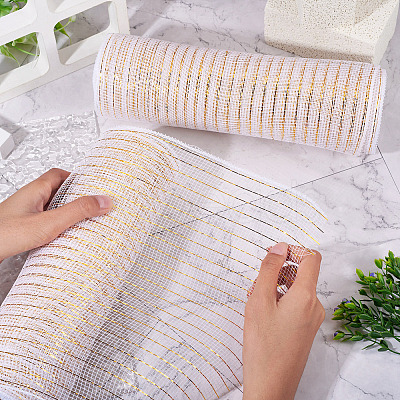 2 Rolls PP Decor Mesh Ribbon with Metallic Foil for Wreath Swags Party Decoration OCOR-TA0003-40-1