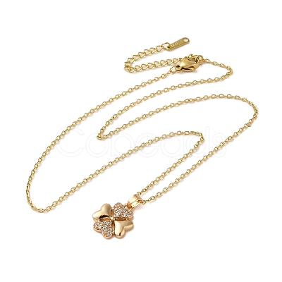 Brass Micro Pave Clear Cubic Zirconia Pendant Necklaces for Women NJEW-E106-05KCG-01-1