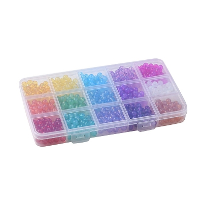 750Pcs 15 Colors Baking Paint Glass Beads Strands DGLA-YW0001-09-1