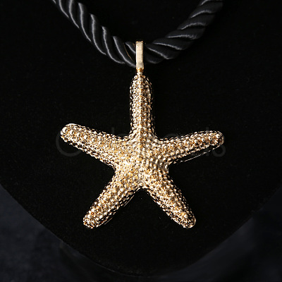 Starfish Alloy with Polyester Cord Pendant Necklaces & Stud Earrings Sets FS-WG7CDFE-02-1