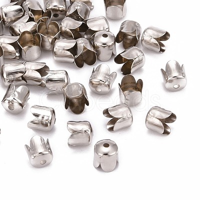 Platinum Iron Flower Bead Caps X-IFIN-015Y-N-1