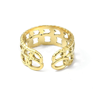 Ion Plating(IP) 304 Stainless Steel Star Open Cuff Ring RJEW-L109-028G-1