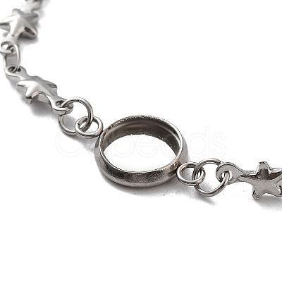 Tarnish Resistant 201 Stainless Steel Link Bracelet Settings Fit for Cabochons MAK-K023-01D-P-1