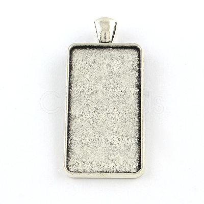 Tibetan Style Rectangle Alloy Pendant Cabochon Settings TIBEP-Q055-01AS-RS-1