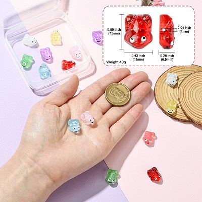 16Pcs 8 Colors Transparent Glass Enamel Beads GLAA-CJ0002-66-1