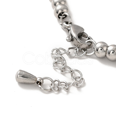 304 Stainless Steel Heart Charm Bracelet with Enamel BJEW-B057-08P-1