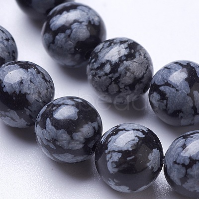 Natural Snowflake Obsidian Beads Strands G-D855-11-8mm-1