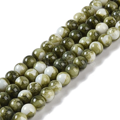 Baking Paint Glass Bead Strands GLAA-H031-01B-14-1