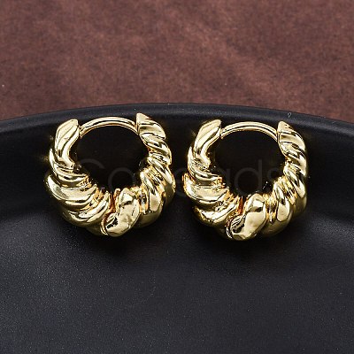 Twist Ring Rack Plating Brass Hoop Earring for Women EJEW-H091-14G-1