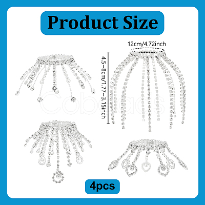 4Pcs Iron & Glass Rhinestone Wine Glass Charms HJEW-OC00394-1