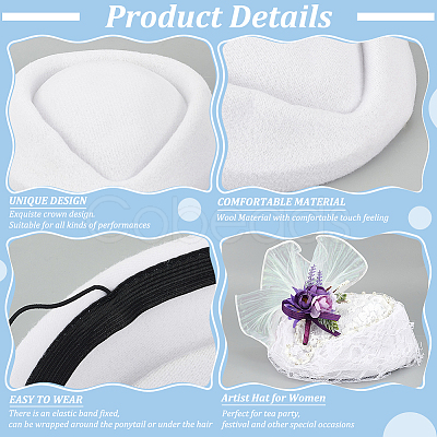 Wool French Beret for Women AJEW-WH0470-81D-1