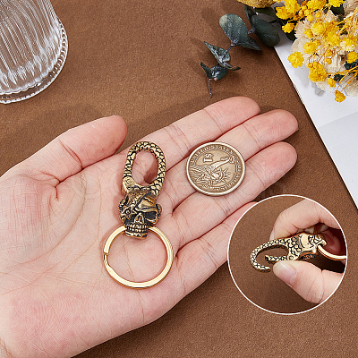 Skull Brass Lobster Claw Clasps KK-WH20002-20B-1
