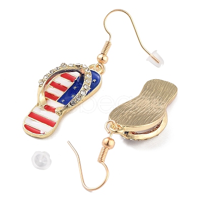 Independence Day Theme Alloy Enamel Dangle Earrings for Women EJEW-F335-01G-01-1