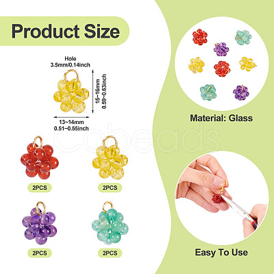 8Pcs 4 Style Glass Pendants PALLOY-TA00218-1