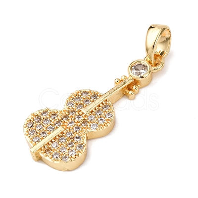 Brass Micro Pave Clear Cubic Zirconia Pendants KK-C249-02G-1