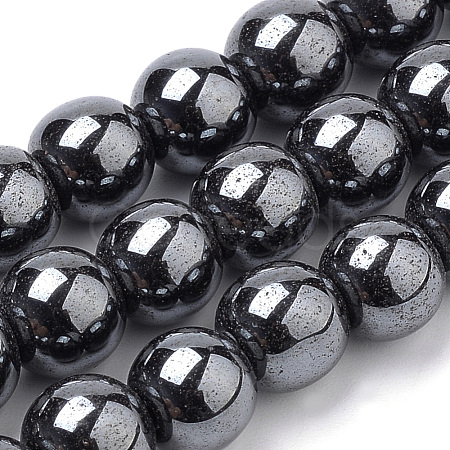 Non-magnetic Synthetic Hematite Beads Strands G-S259-44-4mm-1